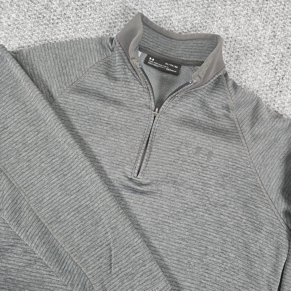Under Armour Mens XL ColdGear Pullover 1/4 Zip Long Sleeve Shirt Gray